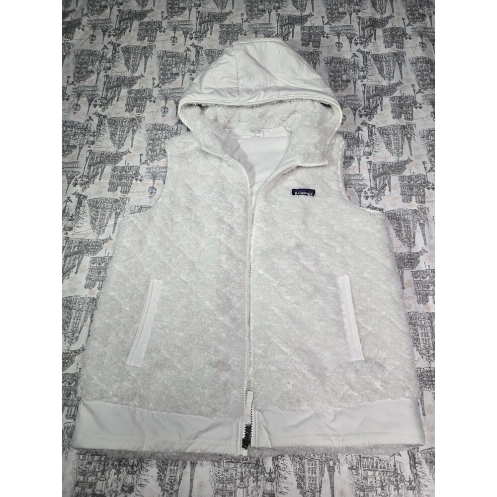 Patagonia Los Gatos Vest Women's Size L Hooded Full Zip White 25221 Reversible